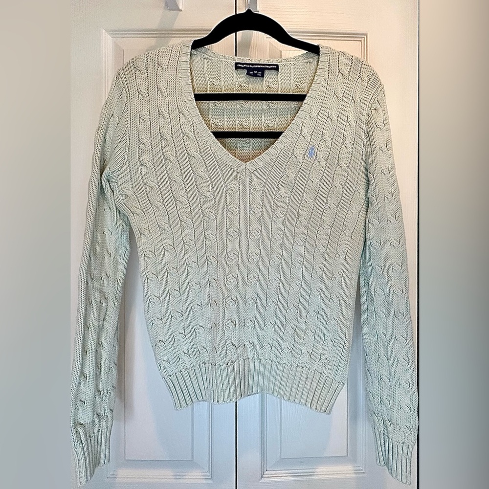 Polo Ralph Lauren Light Green Women's V-Neck Sweater